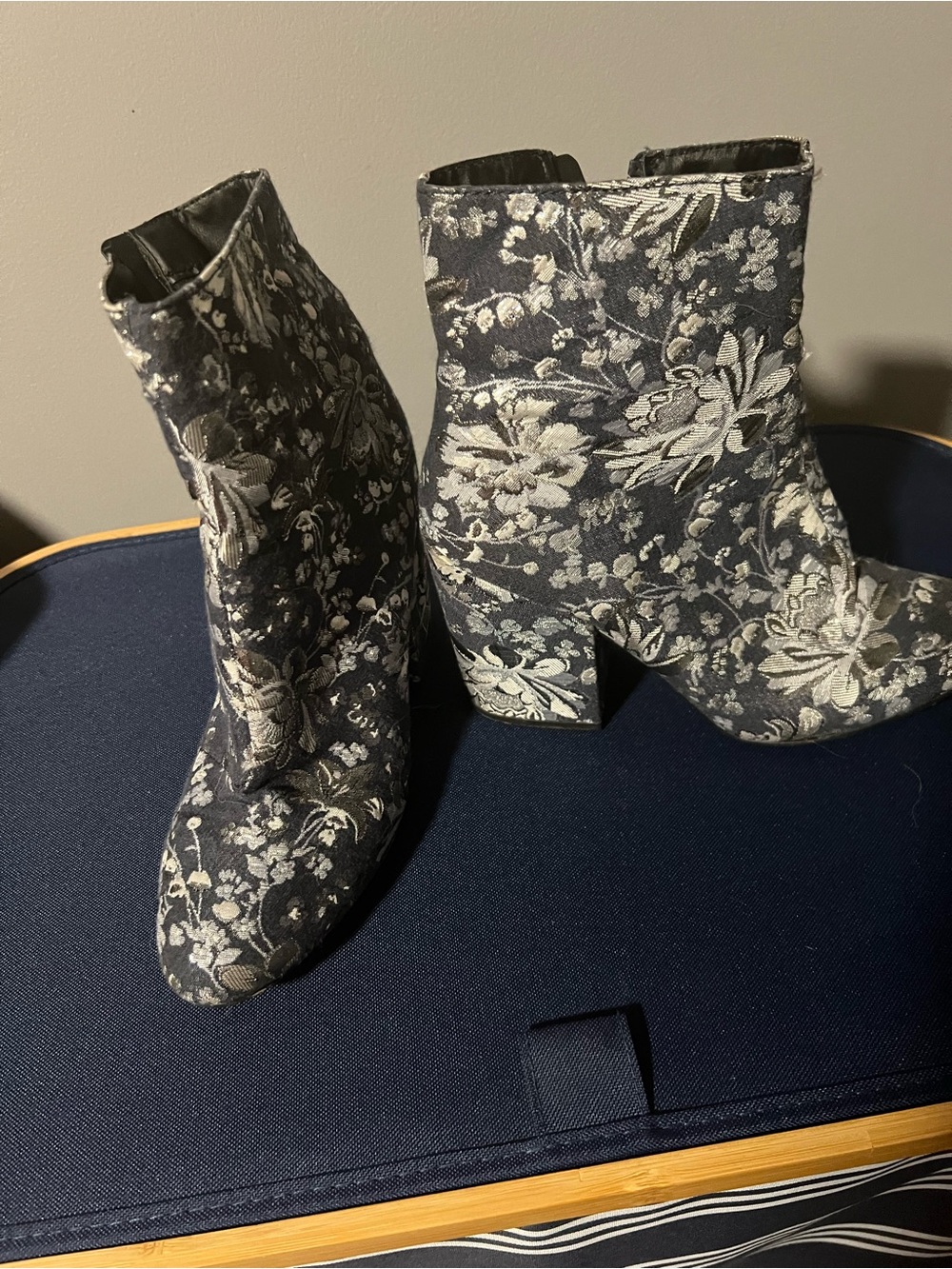 Target Floral Jacquard Ankle Boots - Navy and Cream